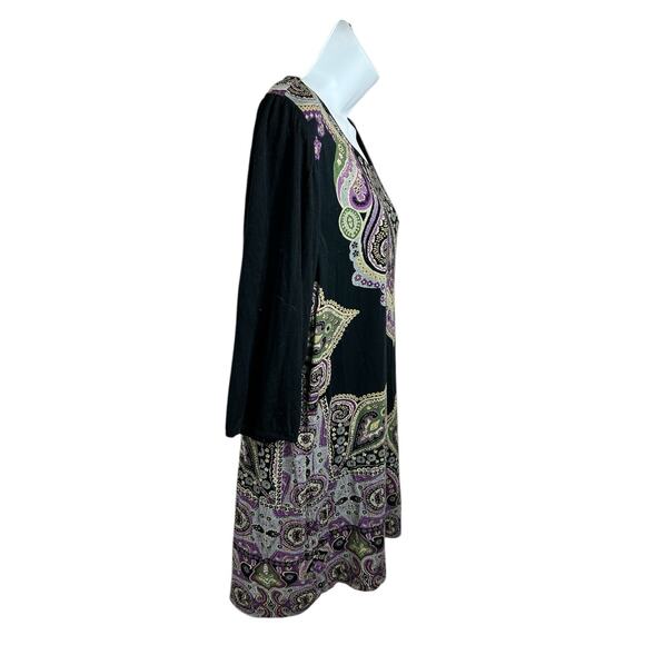 Cha Cha Vente Boho Tunic Top Sz XL Paisley 38/4 Sleeve Blouse Bohemian Long Fit - Picture 4 of 6